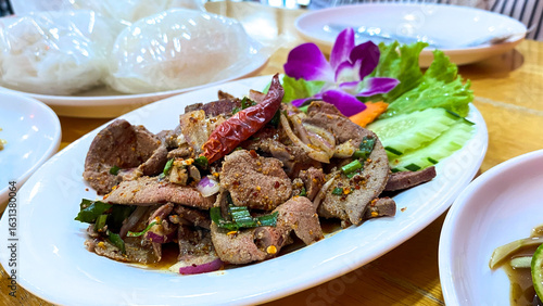 Pork Liver Spicy Salad (Thai Food)