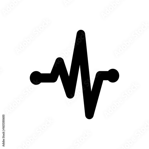 Black line with rounded ends depicting a fluctuating signal on a white background in a simple graphic style