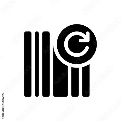 Illustration of vertical bars with a circular arrow icon placed on the right side of the bars design