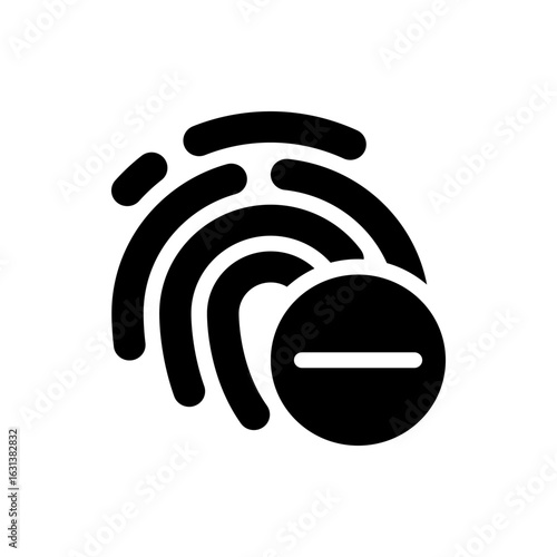 Black fingerprint scan with a minus sign in a circle indicating removal or deletion of the fingerprint data