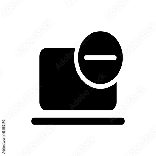 Black laptop icon with a minus sign in a circle indicating removal or deletion of the device element