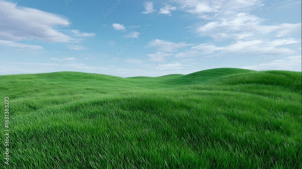 Fototapeta premium Green lawn and blue sky image