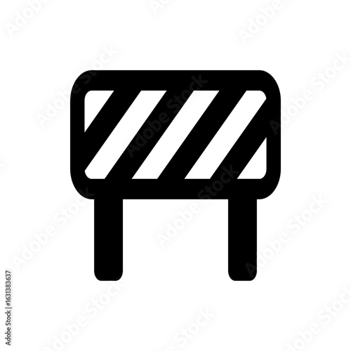 Illustration of a black and white striped barrier with rounded edges standing on two short legs design