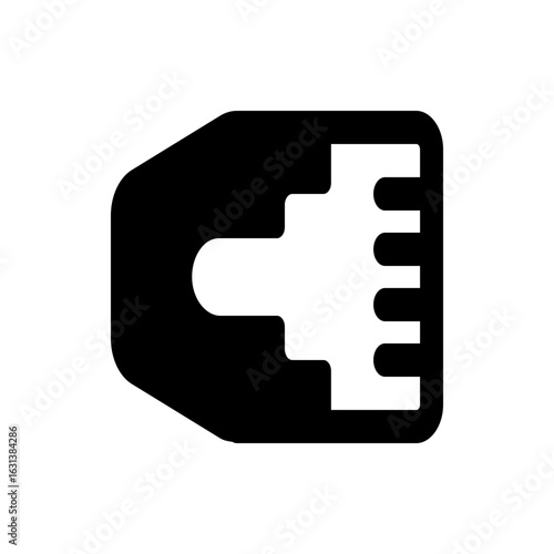 Illustration of a black and white gear shift pattern with four gears in a minimalist style design element