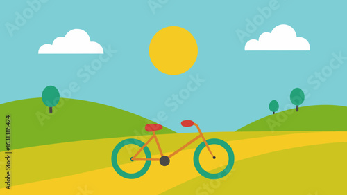 bicycle ride sunny field meadow grass travel summer