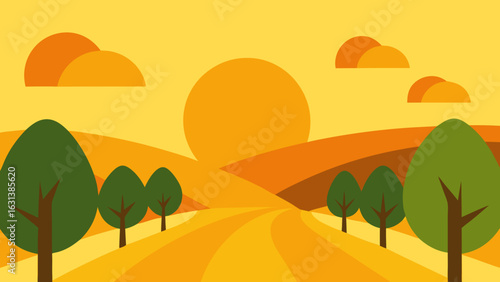 golden hour orchard valley nature light sunset