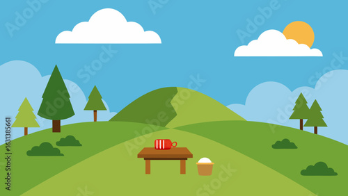 hillside picnic clear daylight nature grass sky