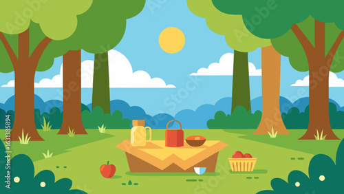 summer picnic forest sun clearing