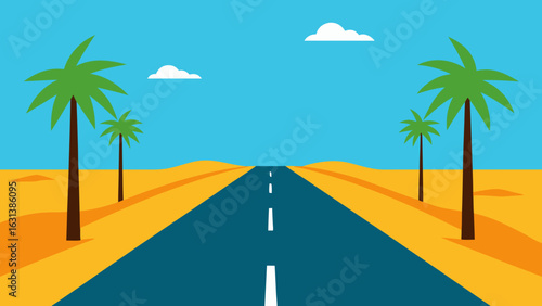 sunny coastal road palm trees drive beach trip