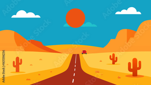 sunny road trip desert travel highway sunny route