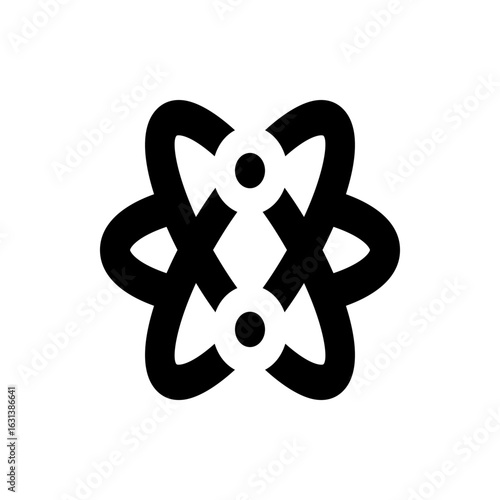 Black and white adinkra symbol dwa benni representing humility and strength in a symmetrical design