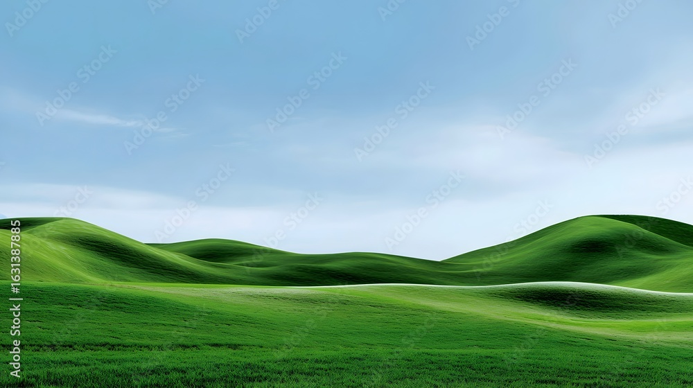 Fototapeta premium Green lawn and blue sky image