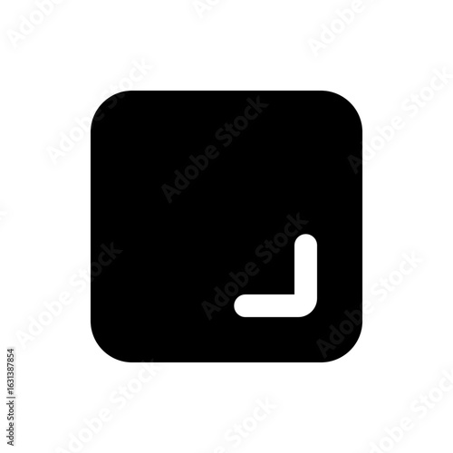 Black rounded square with a white l shape in the lower right corner on a white background plain simple