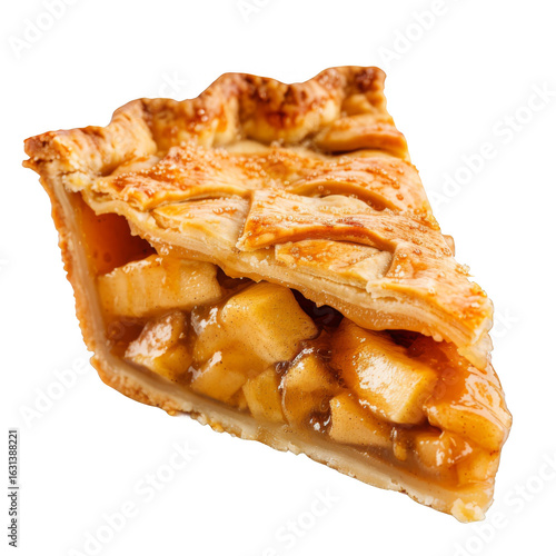 Delicious Apple Pie Slice with Golden Crust and Cinnamon Transparent Background