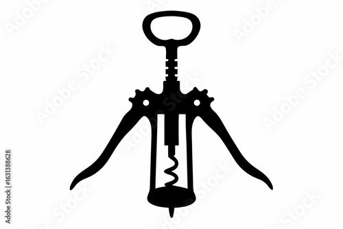 corkscrew silhouette vector, wine bottle opener black symbol