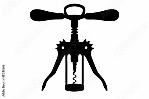 corkscrew silhouette vector, wine bottle opener black symbol