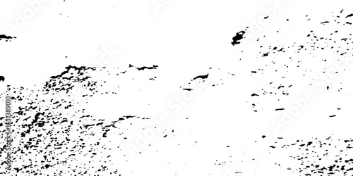 Distress urban overlay spotted concrete grain surface grainy noise rust wall grunge black splatter and white background. damaged chalk crack rough ink wall texture.	
