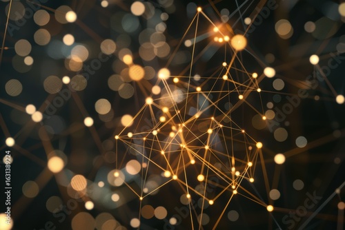 Abstract Network Golden Connectivity Futuristic Technology Blockchain Innovation Data Visualization Artificial