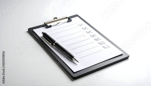 Wallpaper Mural Clipboard with checklist and pen on a white surface Torontodigital.ca