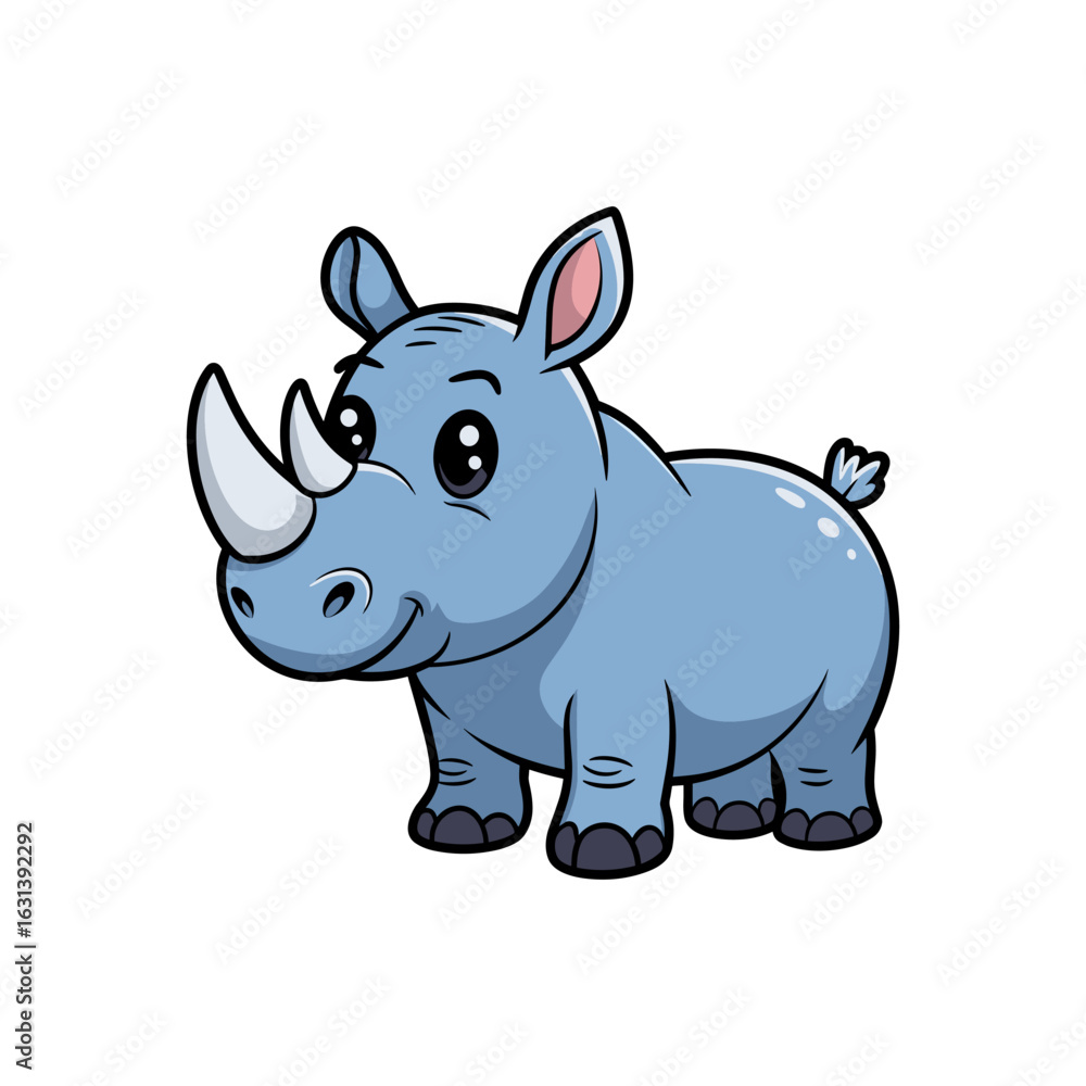 Naklejka premium Cute Cartoon Baby Rhino Character for Children's