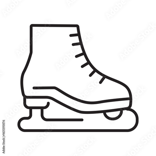 Minimalistic ice skate boot outline for winter sports designs, skating events, figure skating logo, and holiday season decorations.