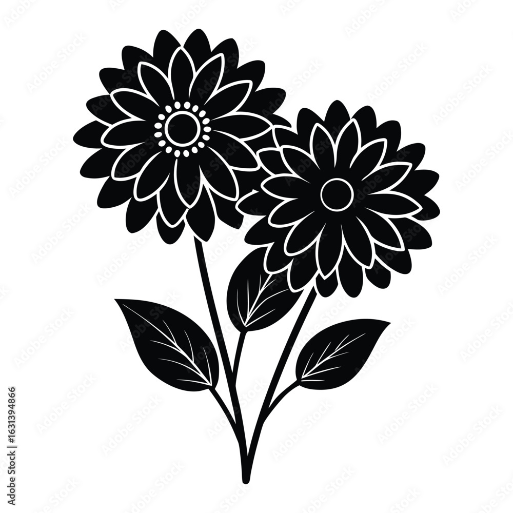 Fototapeta premium Bold zinnia flower silhouette vector isolated 