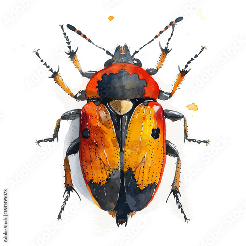 Firebrat, watercolor drawing vector, isolated on a white background.