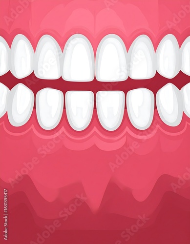 Close-up illustration of healthy, white teeth and gums