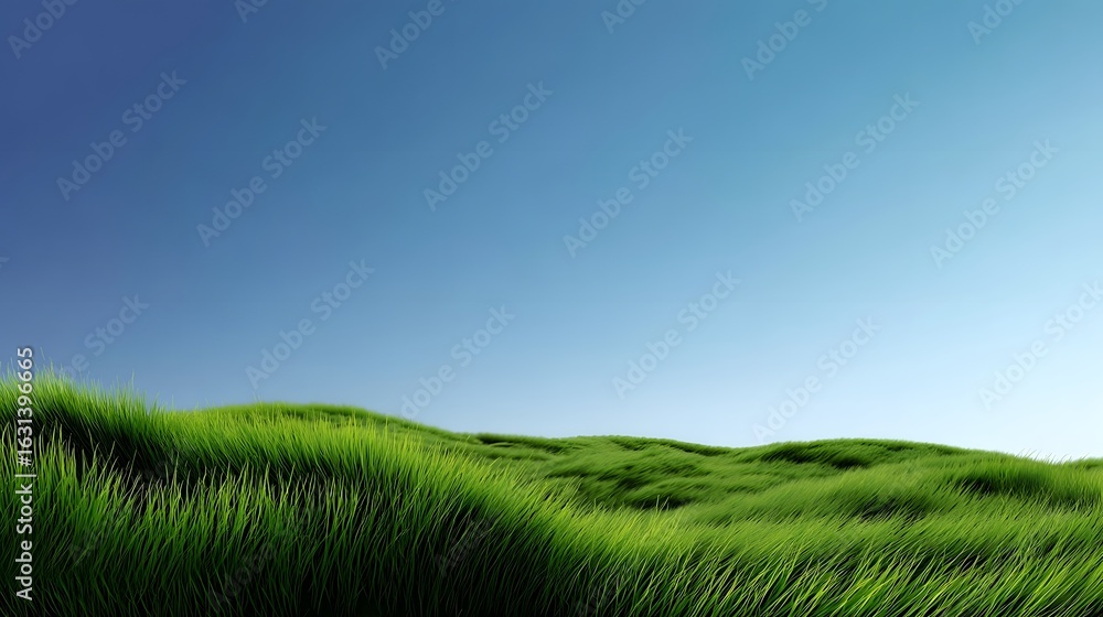 Obraz premium Green lawn and blue sky image