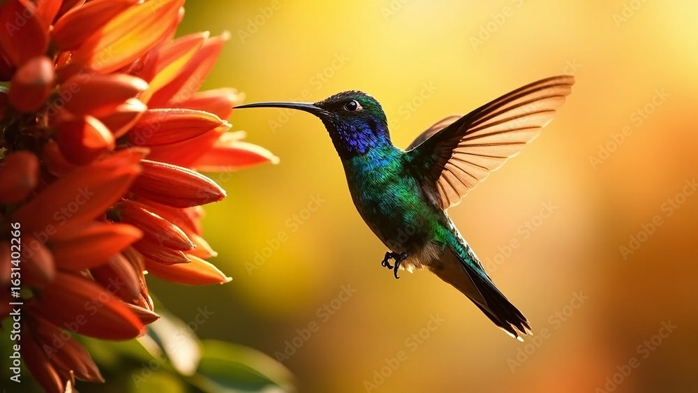 Fototapeta premium Soft Focus Background with Vibrant Hummingbird