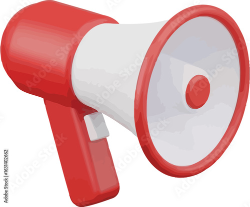 Red and White Megaphone on a Plain Background, Communication Tool