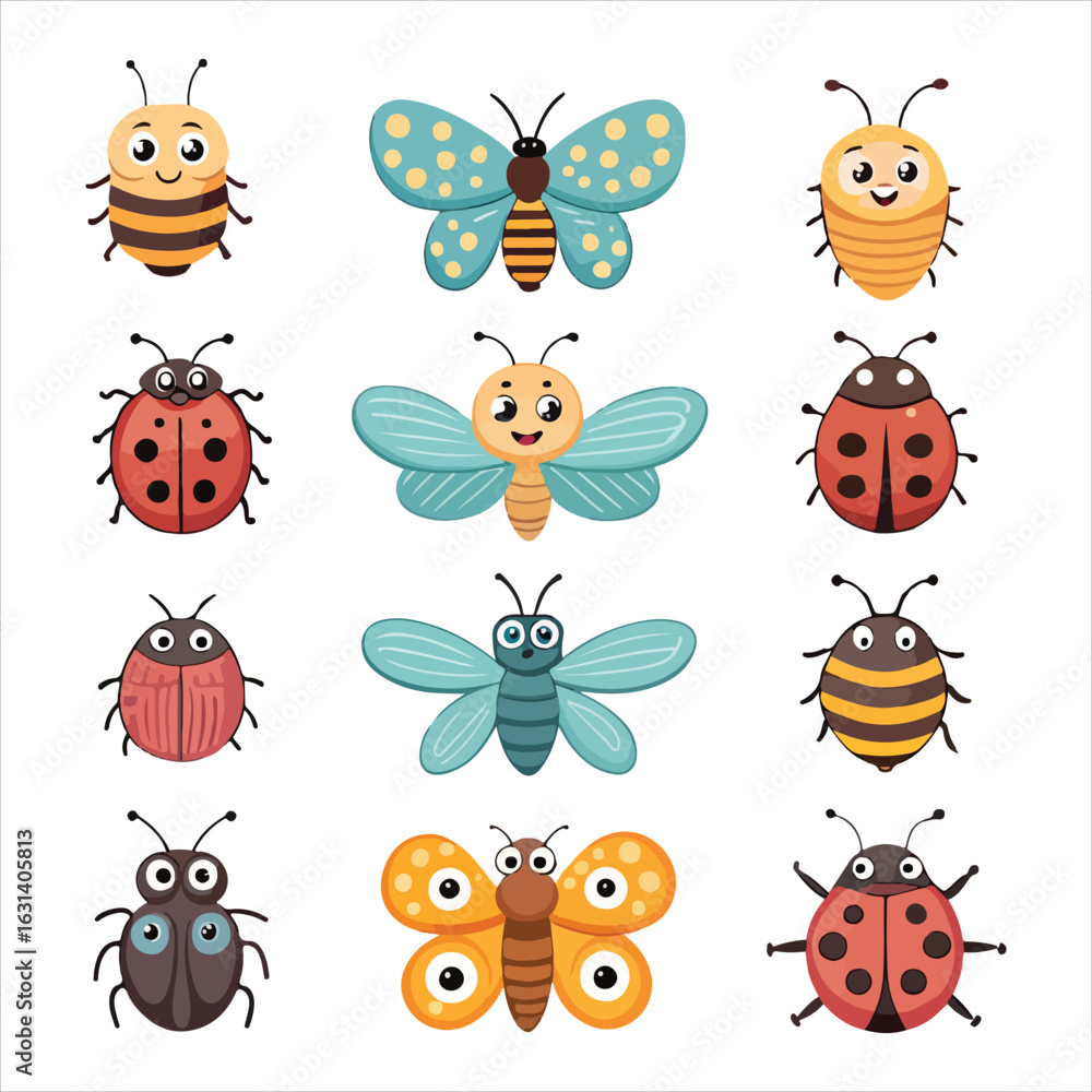 Obraz premium set of cartoon insects