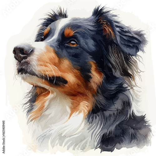 Dog, watercolor vector, isolated on a white background.