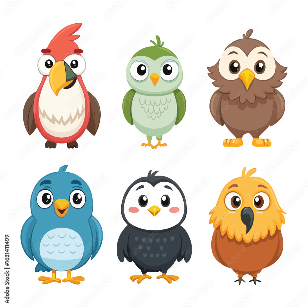 Fototapeta premium set of cartoon birds