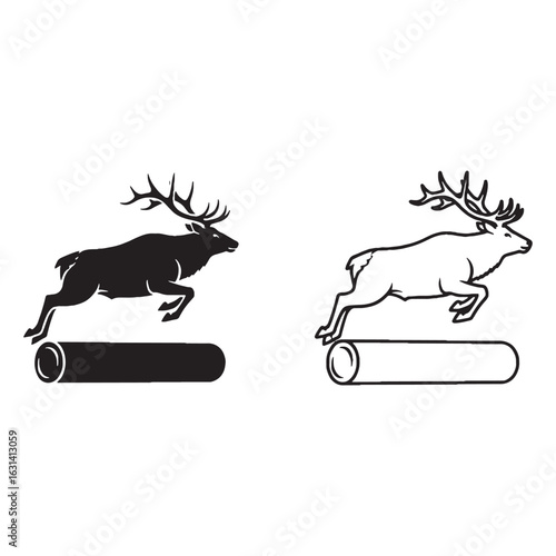 An Elk Profile - Majestic Antlers - Forest Dweller - Elk silhouette - Elk lineart - Elk vector - silhouette & lineart of Elk

