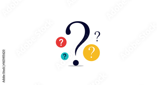 Exploring the nuances of inquiry and understanding concepts through visual question marks and thought bubbles representing different perspectives