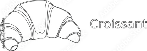 Croissant drawing, a delicious pastry made of flaky dough, perfect for breakfast or a sweet treat at a cafe, with a golden crust and buttery flavor