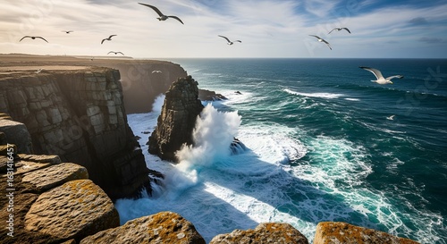 Wild Ocean Waves Crashing on Cliffs