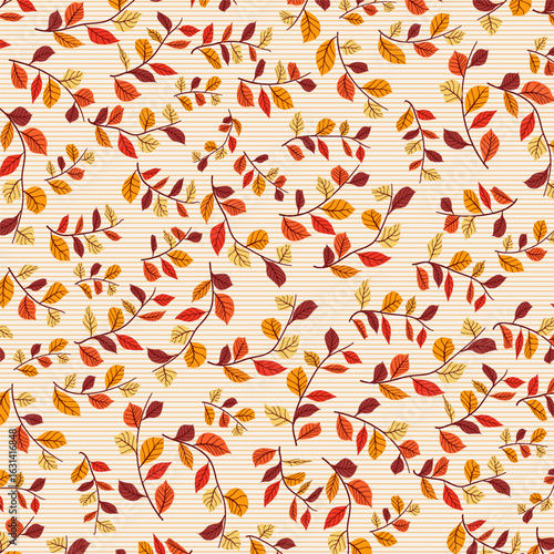 Autumn leaf pattern with natural foliage in vector style