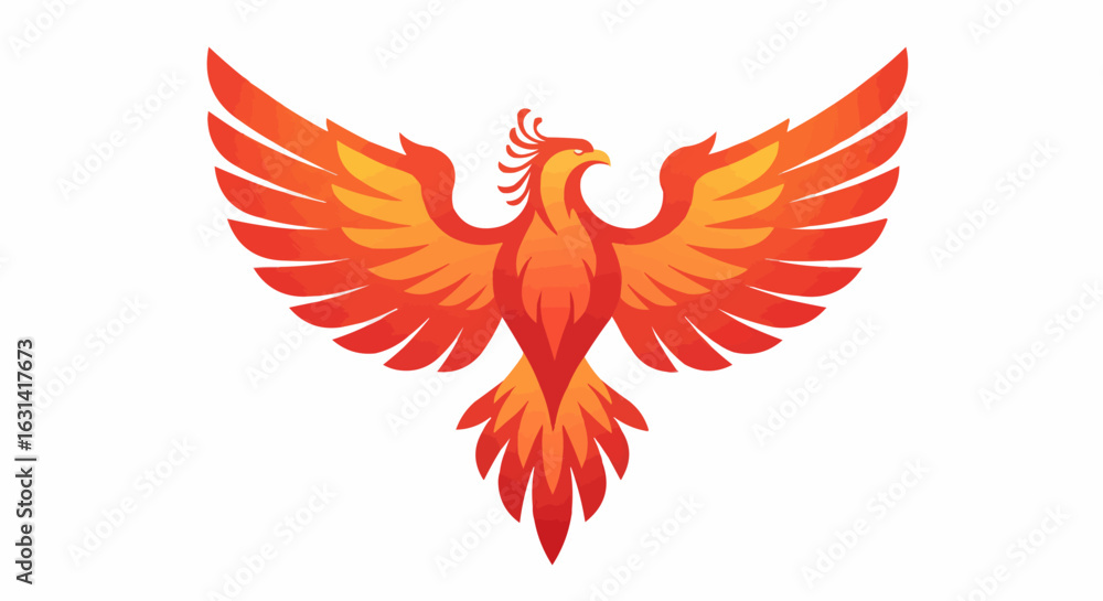 Obraz premium Fiery Phoenix Mythology Bird Emblem Vector