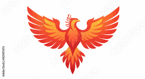 Fiery Phoenix Mythology Bird Emblem Vector