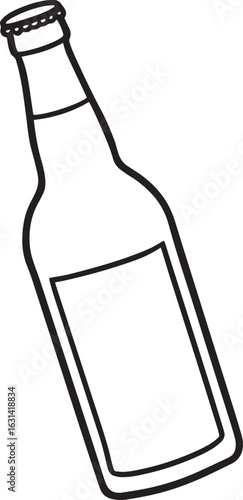 Beer bottle outline vector illustration, line art
