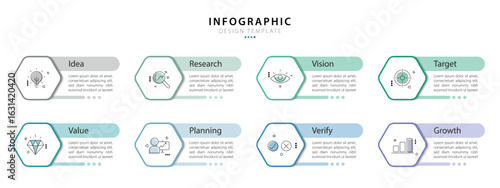 Timeline Creator infographic template. 8 Step timeline journey, calendar Flat simple infographics design template. presentation graph. Business concept with 8 options, gantt vector illustration.