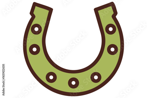 Green Horseshoe Icon – Flat Cartoon Style Vector

