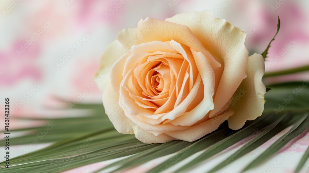 Obraz premium A delicate peach rose resting gracefully radiating love and tender beauty captured in soft diffused