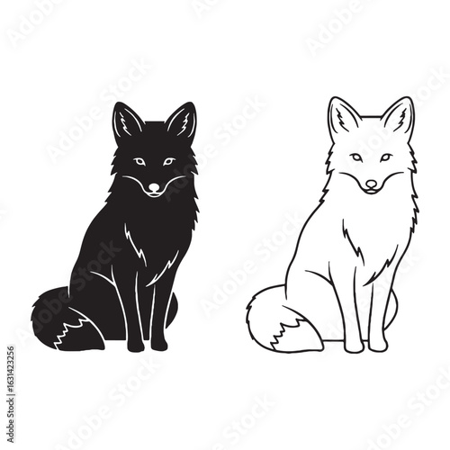 Fox Visual - Unique Critter - Stealthy Forager - Fox silhouette - Fox lineart - Fox vector - vector set of Fox


