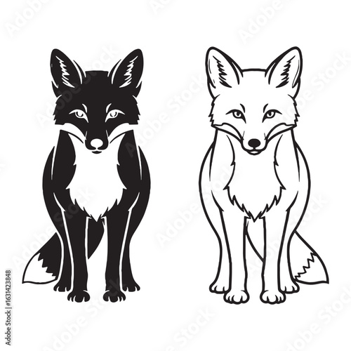 The Fox Form Presentation - Omnivore Diet - Elegant Profile - Fox silhouette - Fox lineart - Fox vector - vector set of Fox

