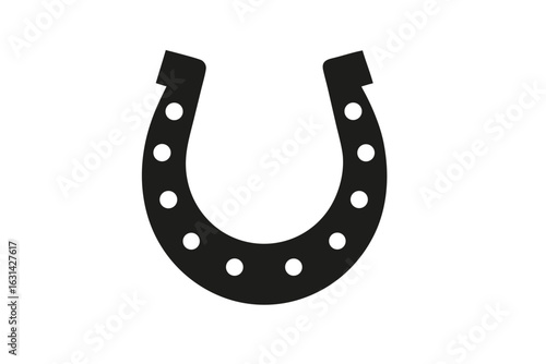 Minimal Horseshoe Icon – Black Silhouette Vector