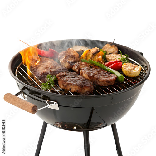 Barbecue on Grill Isolated on White Background Grilled Meat, Outdoor Cooking, Summer BBQ Party, Roasted Food, and Culinary Concept