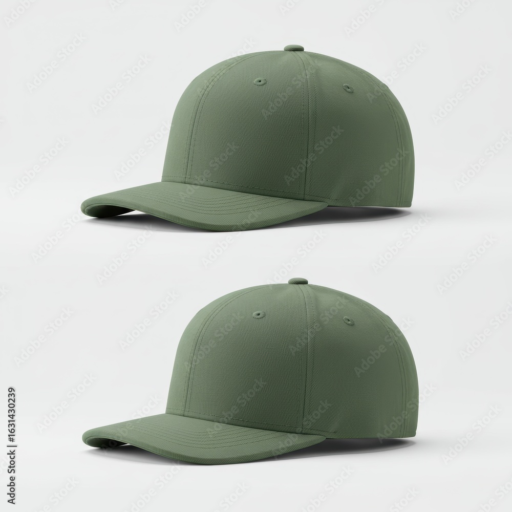 Fototapeta premium Green Snapback Cap Front and Back
